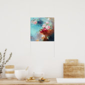 Elegant  roze roze rozen Waterverf schilderen Poster (Keuken)