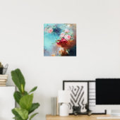 Elegant  roze roze rozen Waterverf schilderen Poster (Thuiskantoor)