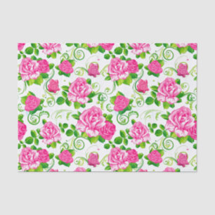Elegant roze roze rozen witte achtergrond tissuepapier