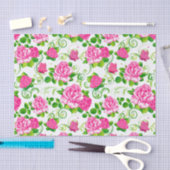 Elegant roze roze rozen witte achtergrond tissuepapier (Craft)