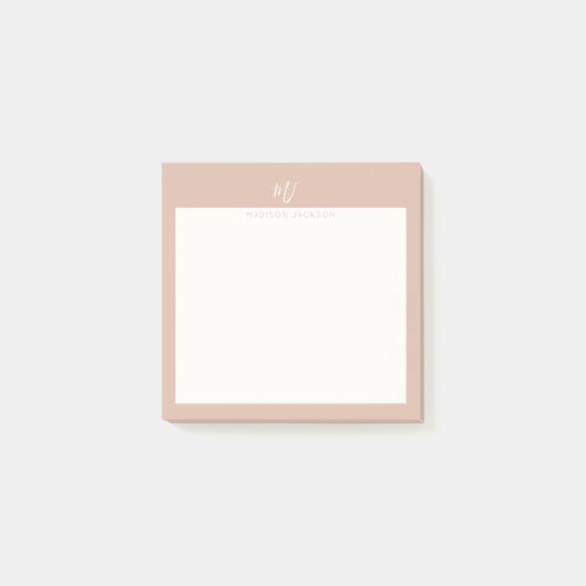 Elegant Roze Roze Script Monogram Post-it® Notes (Voorkant)