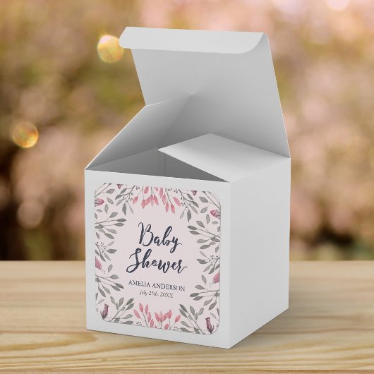 Elegant roze rozen Baby shower Vierkante Sticker