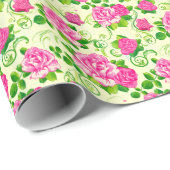 Elegant roze rozen beige achtergrond cadeaupapier (Rol Hoek)