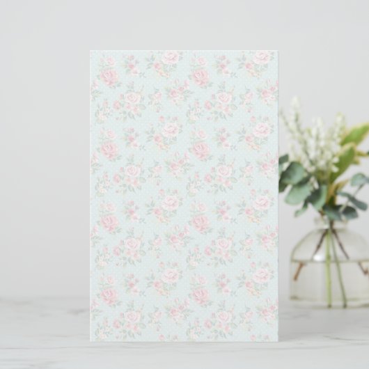 Elegant roze rozen briefpapier (Staand voorkant)