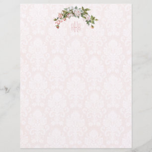 Elegant roze rozen,  Damask en Monogram