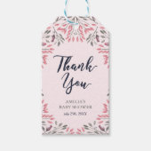 Elegant roze rozen Floral Baby shower Dank u wel Cadeaulabel (Voorkant)