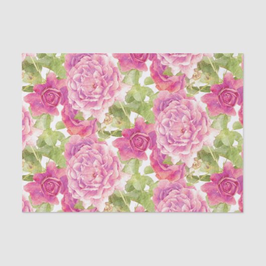 Elegant roze rozen Floral Pattern Tissuepapier (Voorkant)