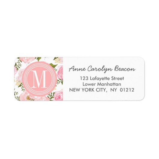 Elegant Roze Rozen Gepersonaliseerd Etiket (Voorkant)