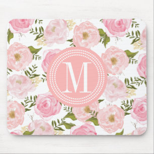 Elegant  roze rozen gepersonaliseerd muismat