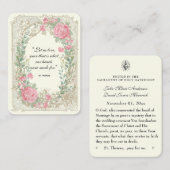 Elegant roze rozen gouden bruiloft visitekaartje (Voorkant / Achterkant)