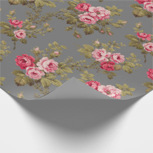 Elegant  roze rozen-grijze achtergrond cadeaupapier