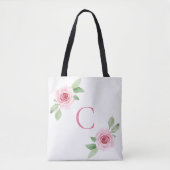 Elegant roze rozen monogram draagtas (Voorkant)