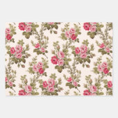Elegant Roze  Rozen op Zwart/Wit/Buff BG Inpakpapier Vel (Voorkant 3)