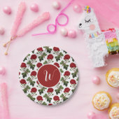 Elegant  roze rozen papieren bordje (Feest)