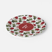 Elegant  roze rozen papieren bordje (Gekanteld)