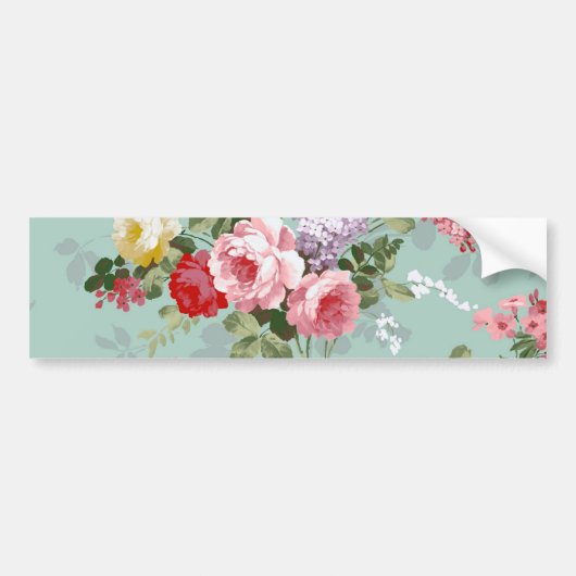 Elegant Roze Rozen Patroon Bumpersticker (Voorkant)