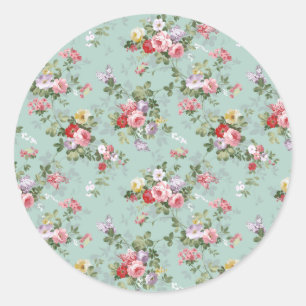  Elegant Roze Rozen Patroon Ronde Sticker