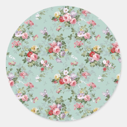  Elegant Roze Rozen Patroon Ronde Sticker (Voorkant)