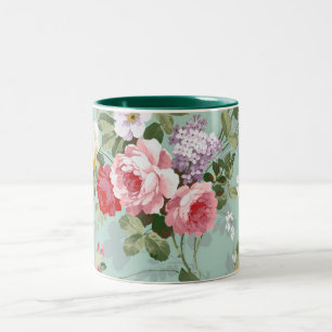  Elegant Roze Rozen Patroon Tweekleurige Koffiemok