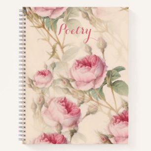 Elegant roze rozen poëzie notebook notitieboek