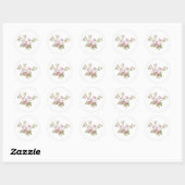 Elegant  roze rozen ronde sticker (Vel)