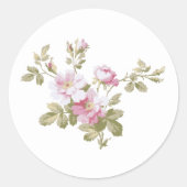 Elegant  roze rozen ronde sticker (Voorkant)