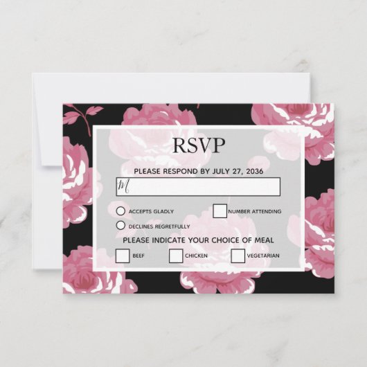 Elegant roze  Rozen RSVP Kaarten (Voorkant)