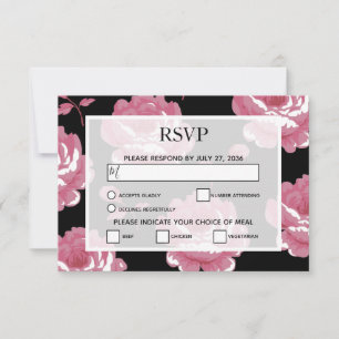 Elegant roze Rozen RSVP Kaarten Kaartje