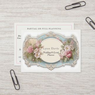 Elegant Roze Rozen  Victoriaans Bruiloft Visitekaartje
