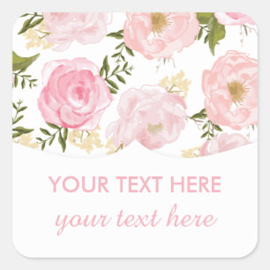 Elegant roze rozen vierkante sticker