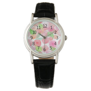 Elegant roze rozen Waterverf Floral Pattern   Horloge
