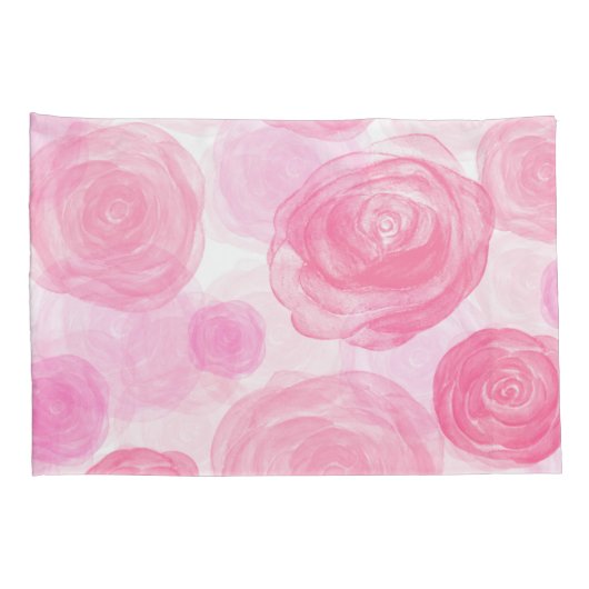 Elegant roze rozen Waterverf Floral Pattern | Kussensloop (Achterkant-Rechts)