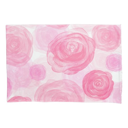 Elegant roze rozen Waterverf Floral Pattern | Kussensloop (Voorkant-Links)