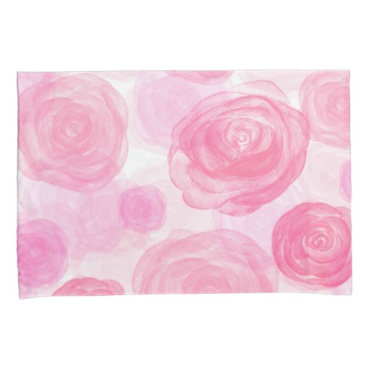 Elegant roze rozen Waterverf Floral Pattern | Kussensloop (Voorkant-Rechts)