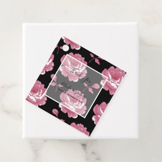 Elegant roze Rozen Wedding Gift Bedankjes Labels (In situ)