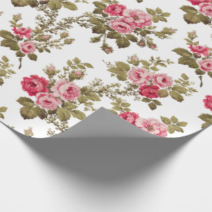 Elegant  roze rozen-witte achtergrond cadeaupapier