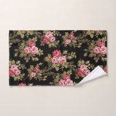 Elegant  roze rozen-zwarte achtergrond bad handdoek (Handdoek)