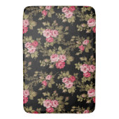 Elegant  roze rozen-zwarte achtergrond badmat (Voorkant Verticaal)