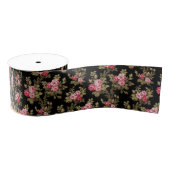 Elegant  roze rozen-zwarte achtergrond grosgrain lint (Spoel)