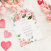 Elegant Roze Sakura Bloemen Bruiloft Uitnodiging