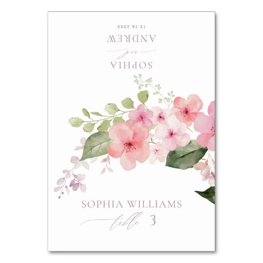 Elegant Roze Sakura Bloemen Trouwplaats Kaart (Voorkant)