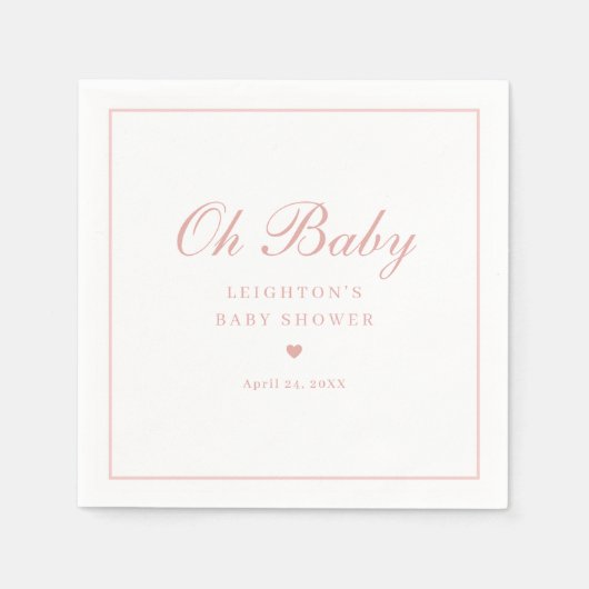 Elegant Roze Script Baby shower Servet (Voorkant)