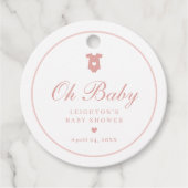 Elegant Roze Script Meisjes Oh Baby shower Bedankjes Labels (Voorkant)