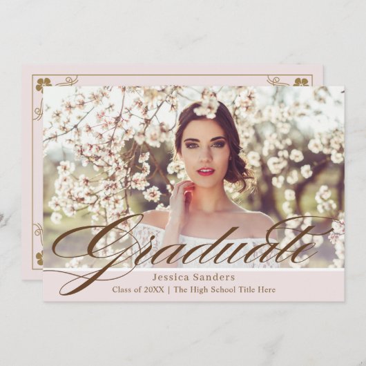 Elegant roze  scriptfotograaf Partij Kaart (Voorkant / Achterkant)