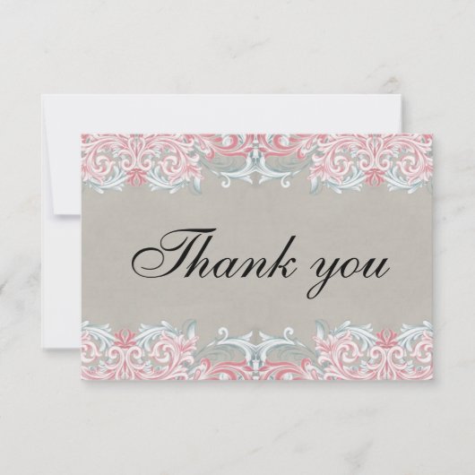 Elegant roze scrollen bedankkaart (Voorkant)