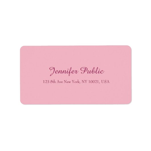 Elegant roze Sjabloon modern handschrift script Etiket (Voorkant)