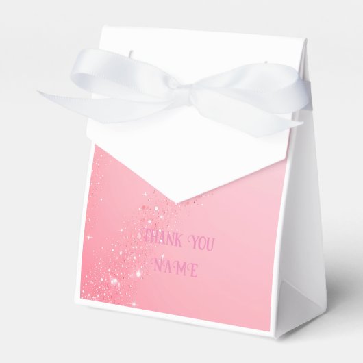 Elegant Roze Sparkle Ontwerp voor Huwelijksuitnodi Bedankdoosjes (Voorkant Zijde)