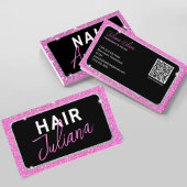 Elegant Roze Sparkle QR Code Visitekaartje