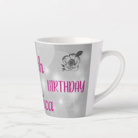 Elegant roze sparkly 70ste verjaardag latte mok (Rechts)