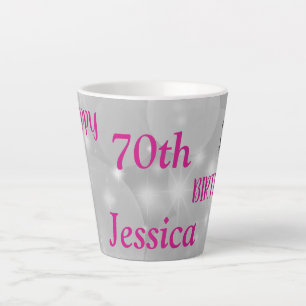 Elegant roze sparkly 70ste verjaardag latte mok